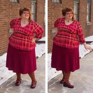 Igigi Orange & Red Plaid Top, size 26/28